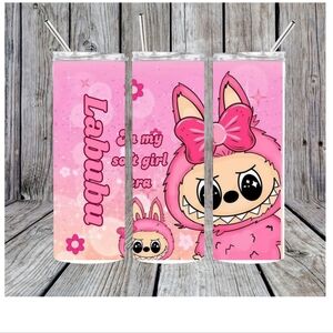 Pink Tumbler with Straw